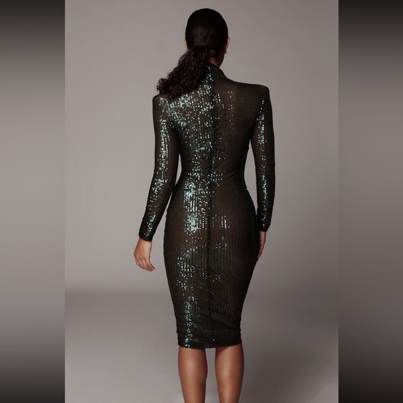 JLUXLABEL Emerald green sequin midi dress (M) NWT - Picture 3 of 3